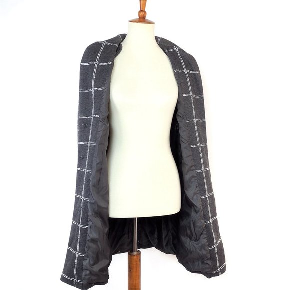Cato Gray Windowpane Plaid Long Length Blazer Jacket XS - Picture 5 of 7